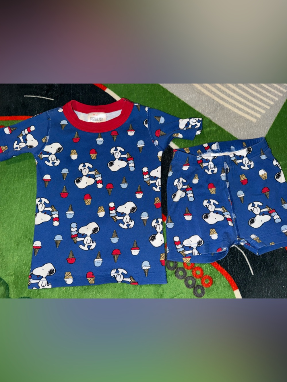 Hanna Andersson Snoopy red white and blue short set